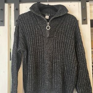 black speckled zip front sweater